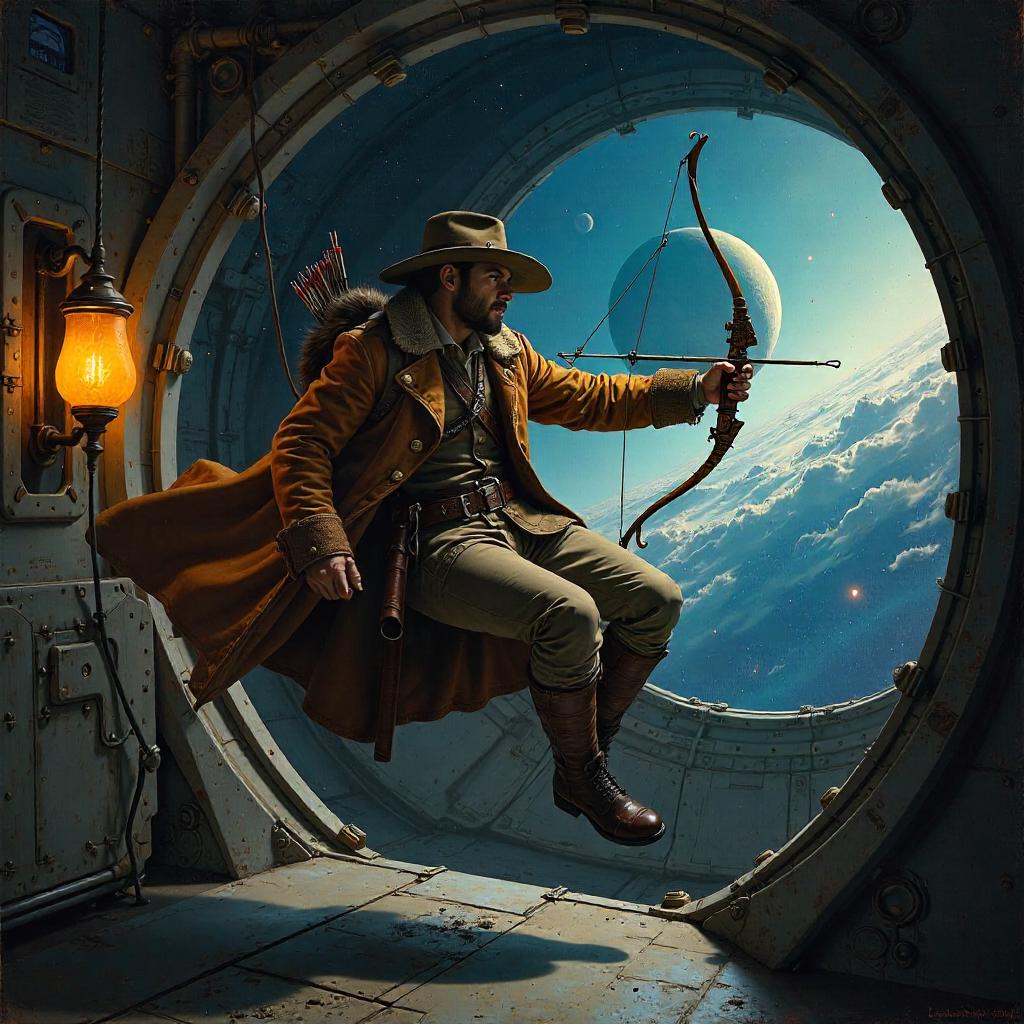 The Space Hunter: An Oil Painting in Zero-G