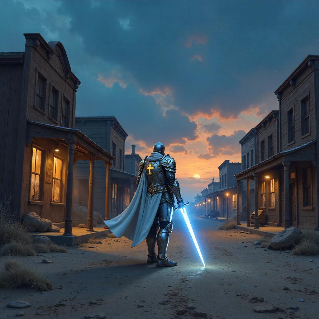 Paladin in a Ghost Town: A Digital Fantasy Scene