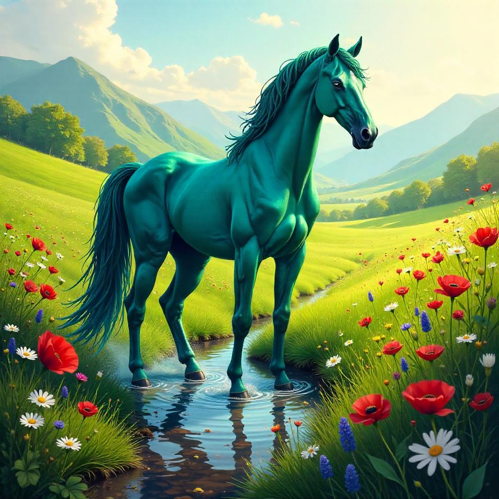 Kelpie Concept Art in a Flower Field
