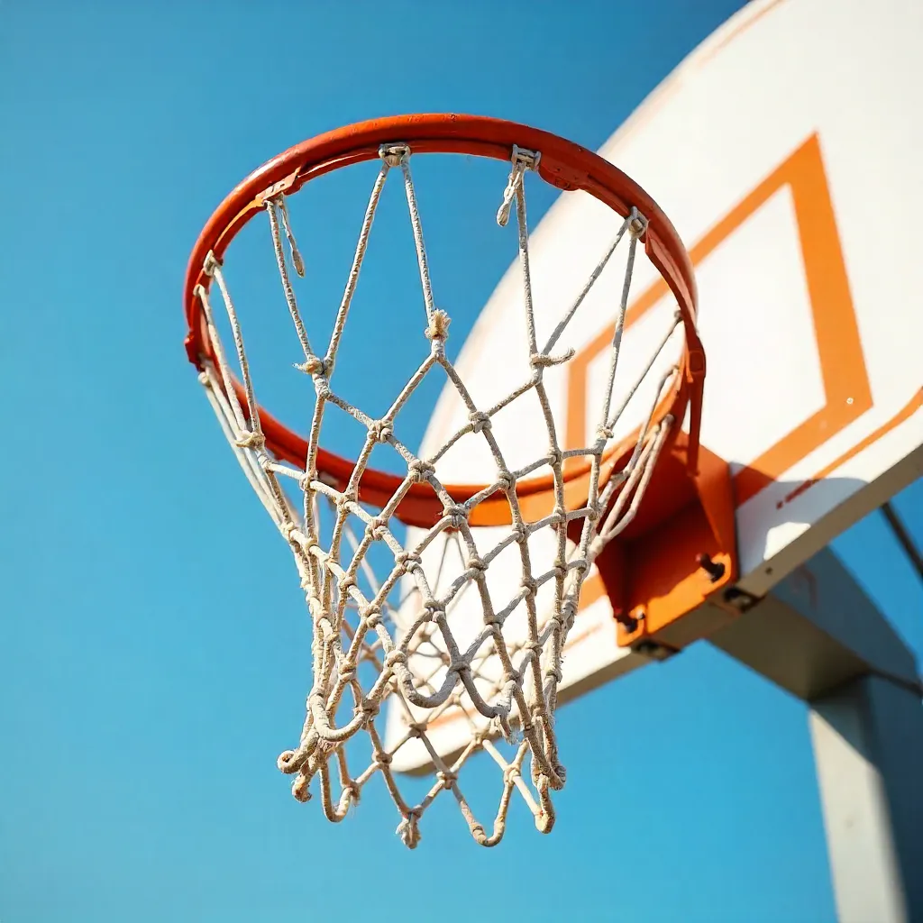 Basketball Hoop Against a Clear Blue Sky