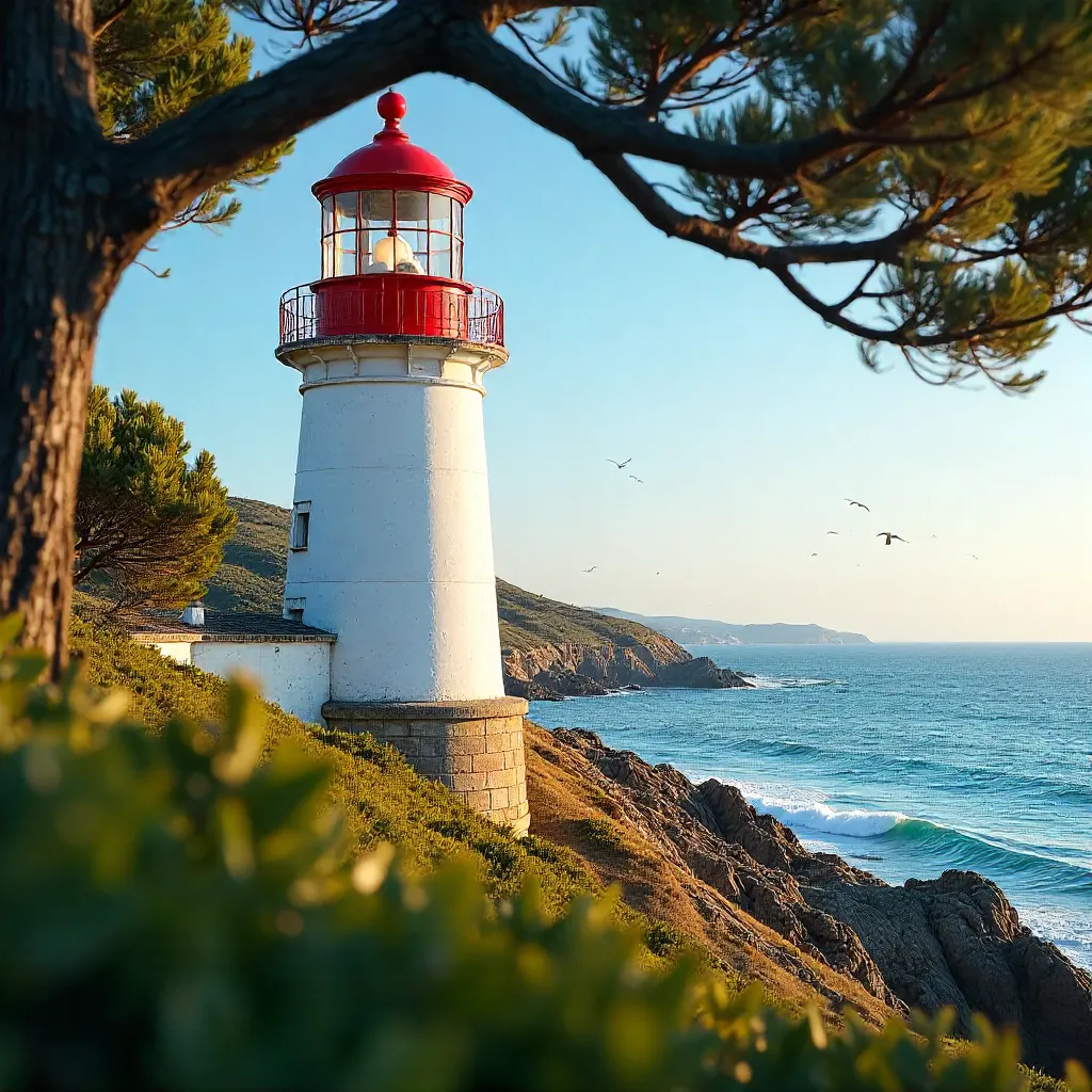 Lighthouse Peering Through Portuguese Foliage