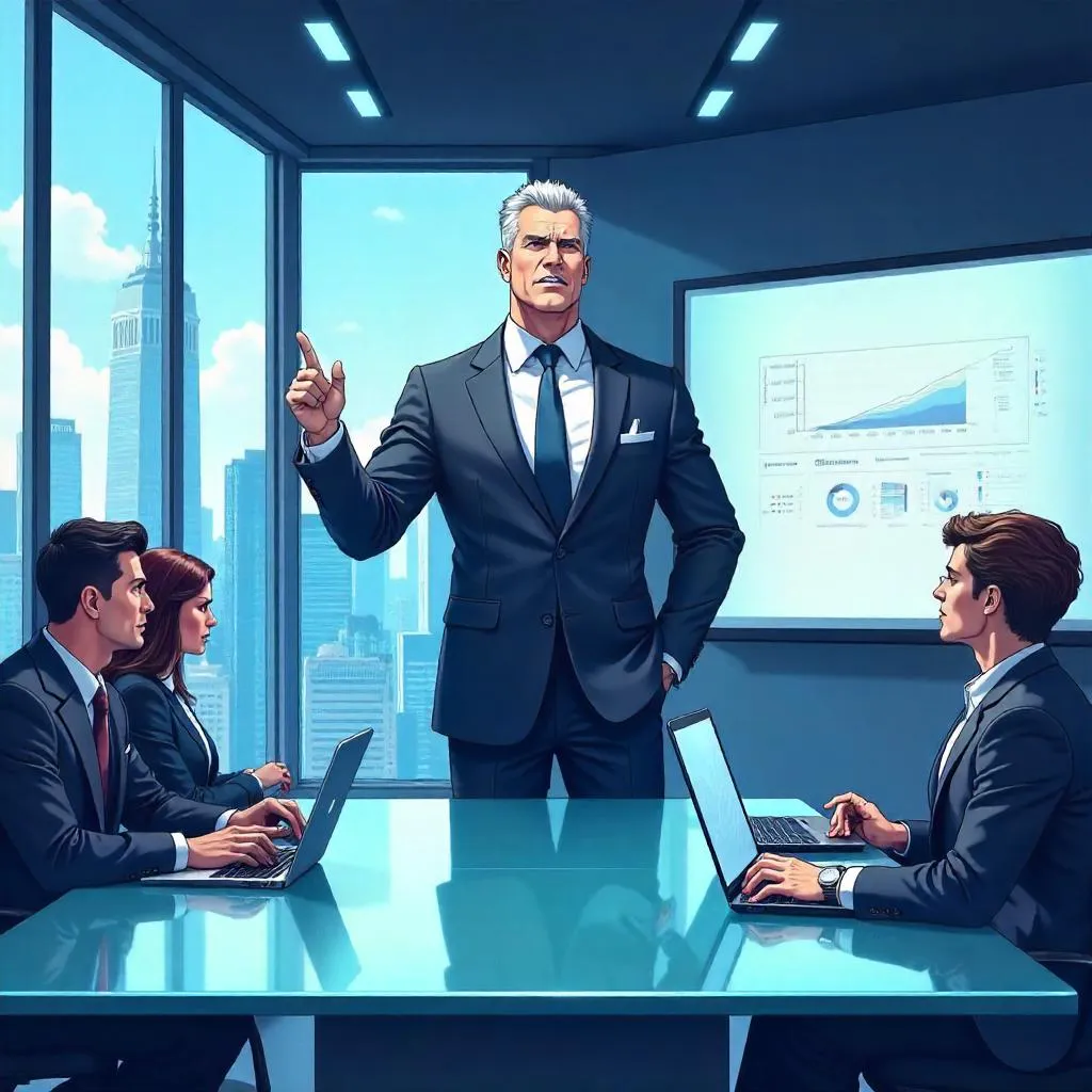 Powerful White Man in Anime Boardroom