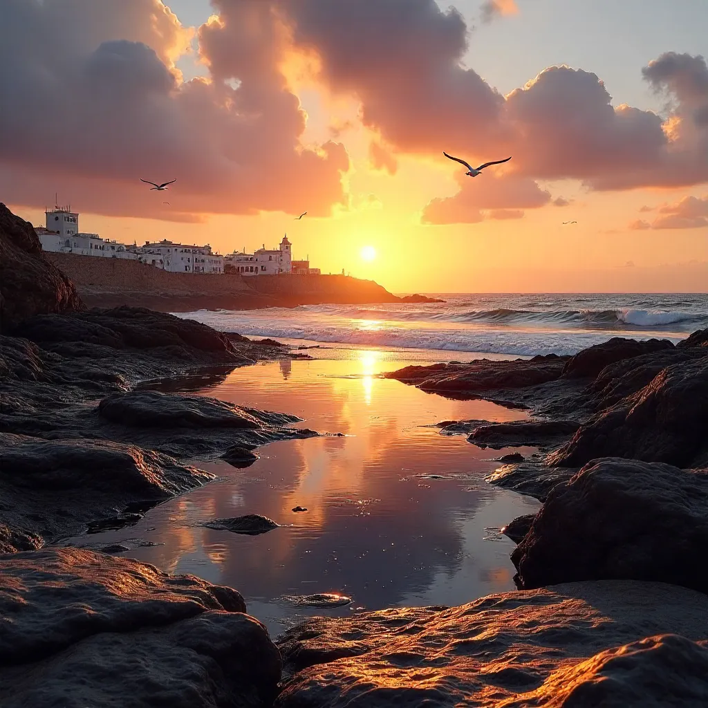 Essaouira Sunset over a Tranquil Rocky Coast