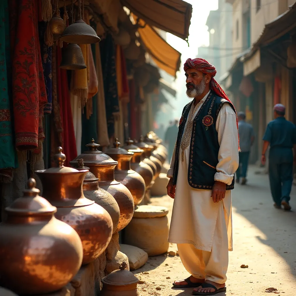 Kurdish Market Portrait in Erbil's Copper Bazaar