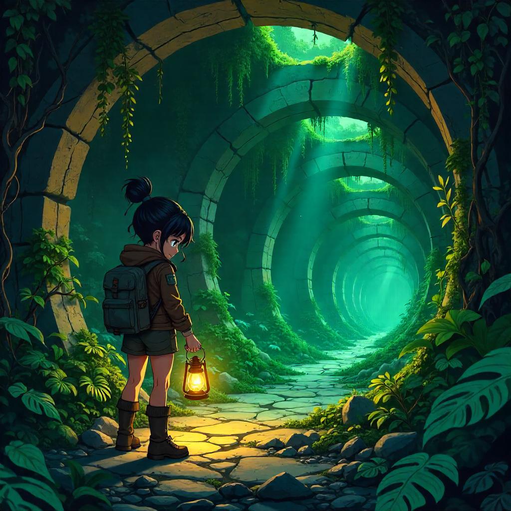 Jungle Crypt Adventure in Anime Style