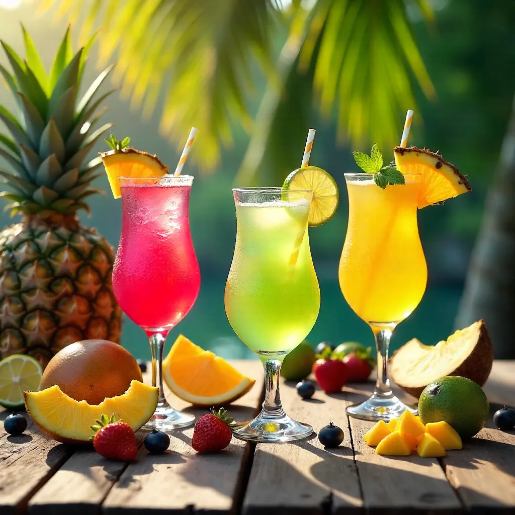 Vibrant Tropical Summer Cocktails with Fresh Fruits