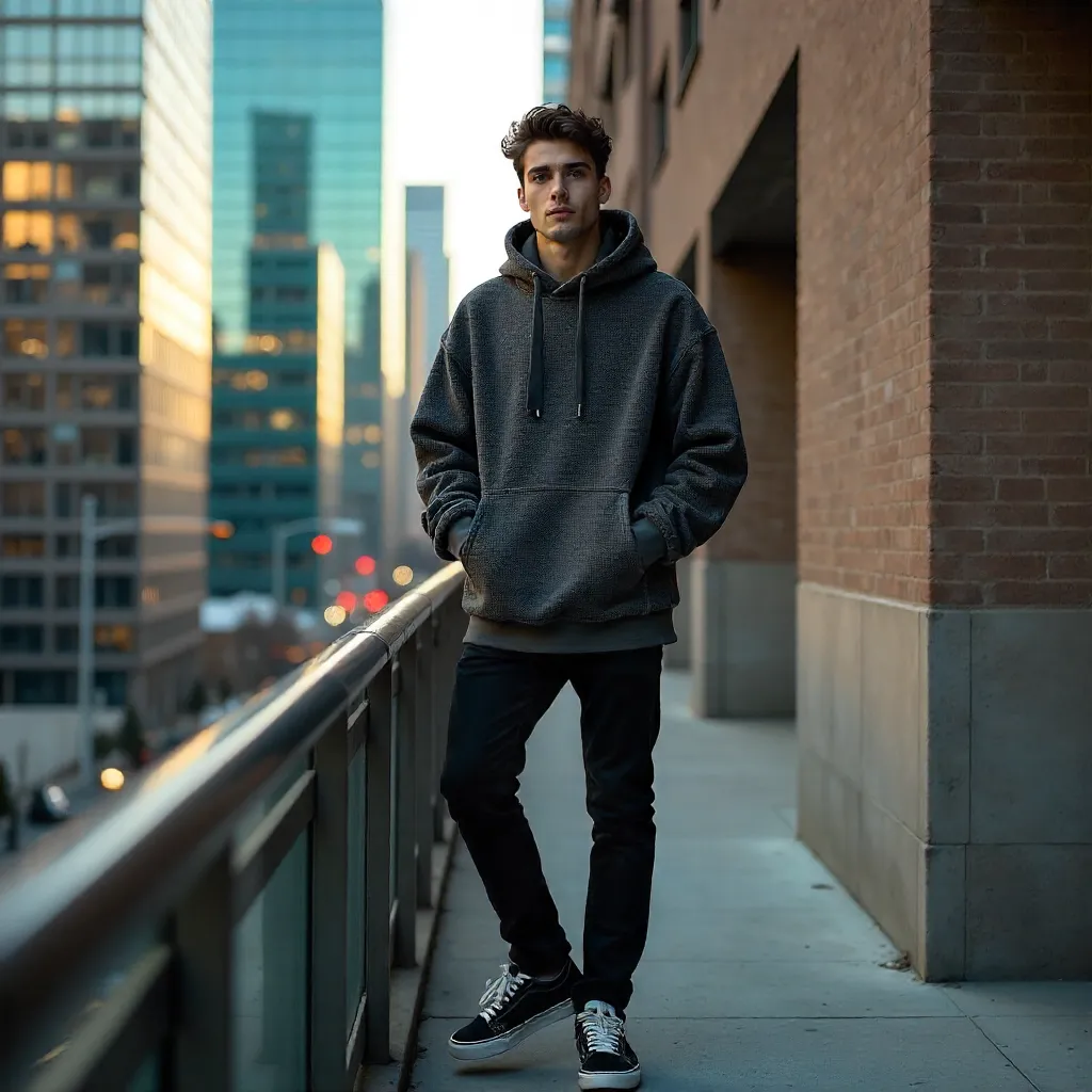 Urban Hoodie Vibe: Stylish Young Man