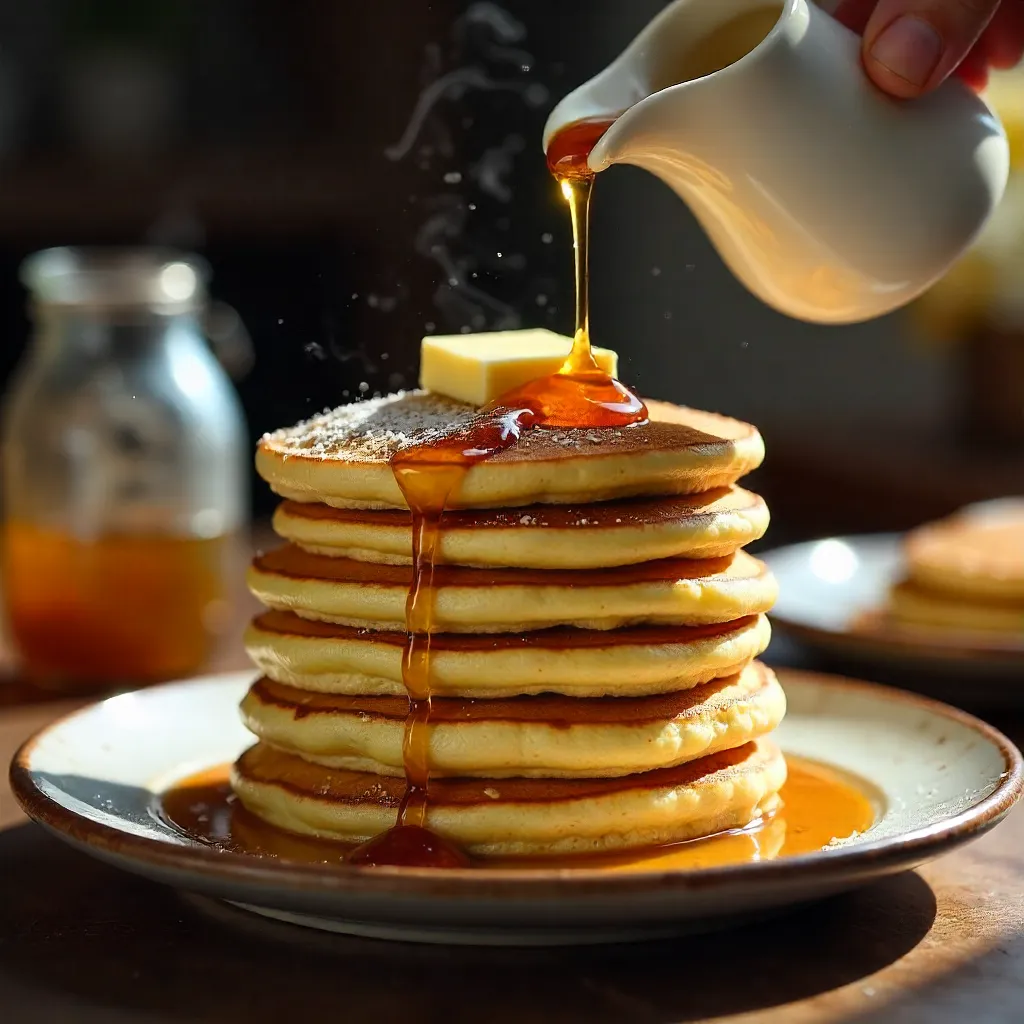Delicious Stack of Pancakes with Syrup