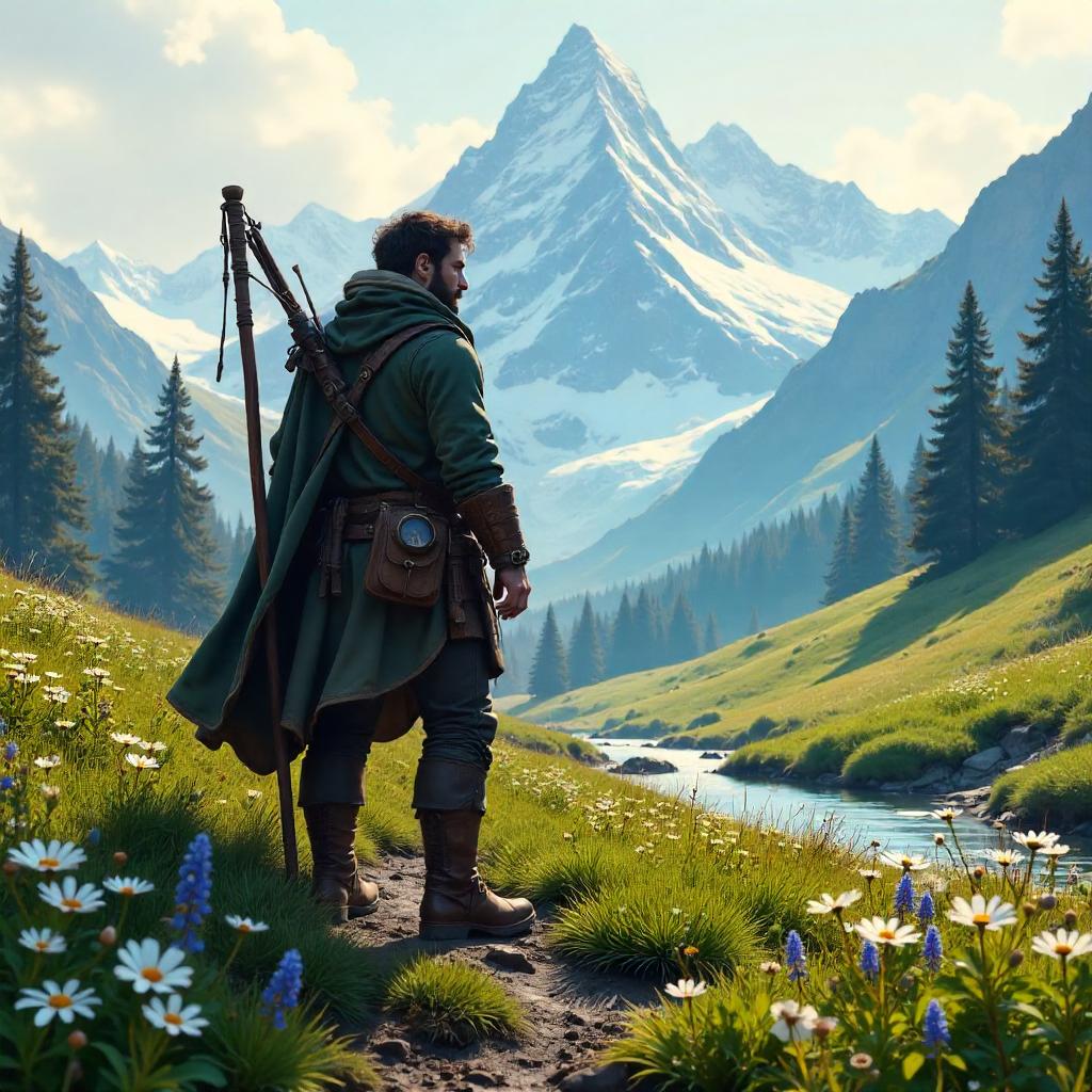 Ranger in Alpine Meadow - Concept Art