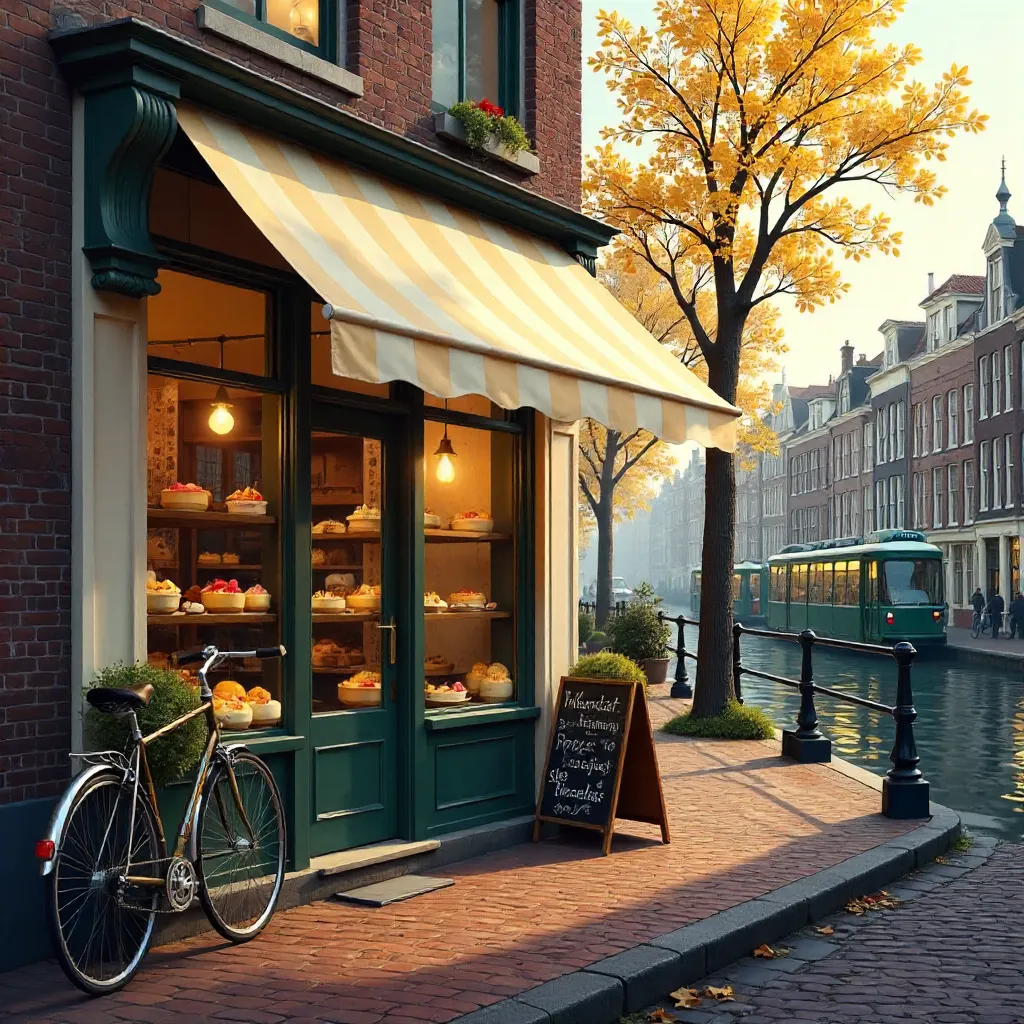 Quaint Cheesecake Shopfront on Amsterdam's Historic Streets