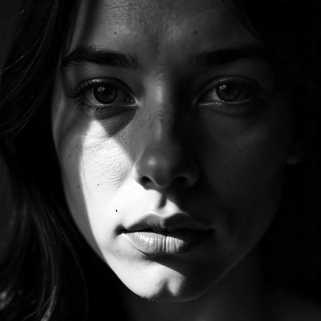 Monochrome Close-Up: Youthful Gaze