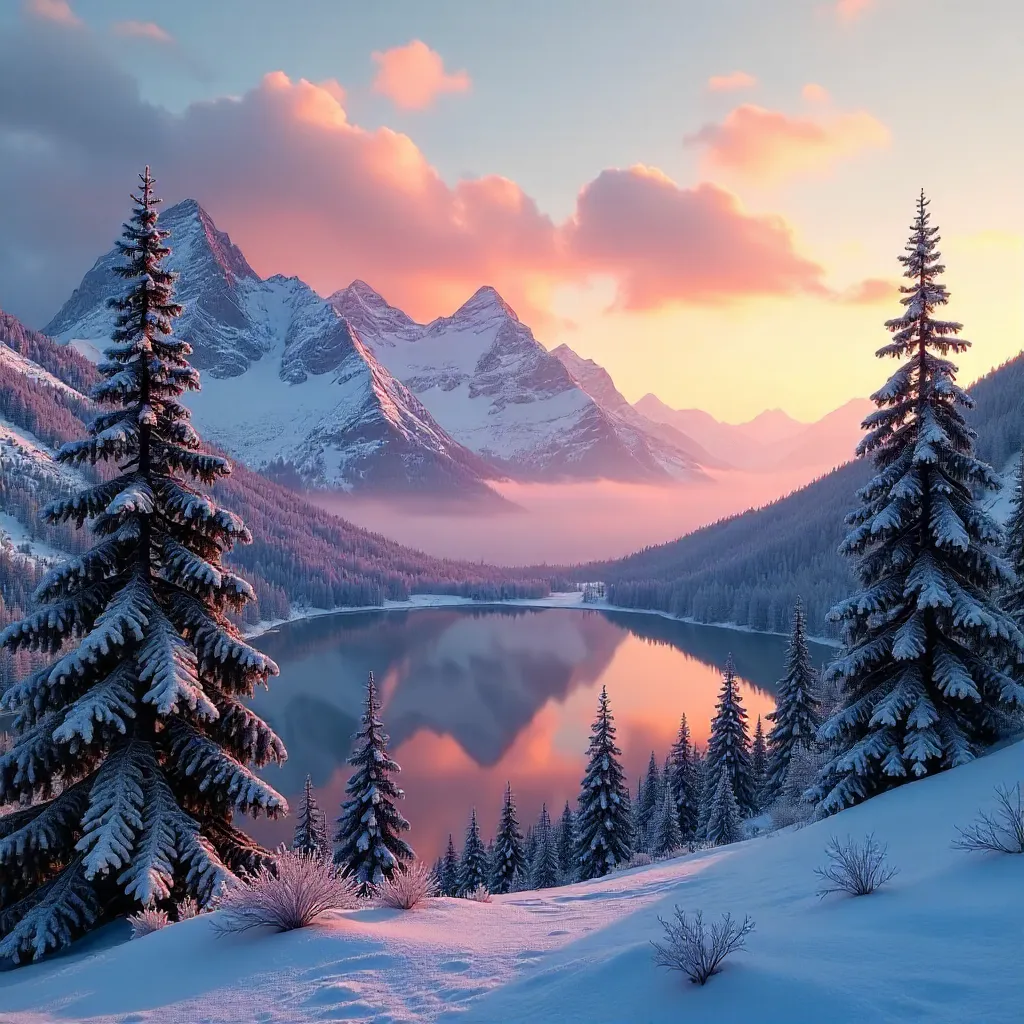 Sunrise over the High Tatras: Frosted Pines