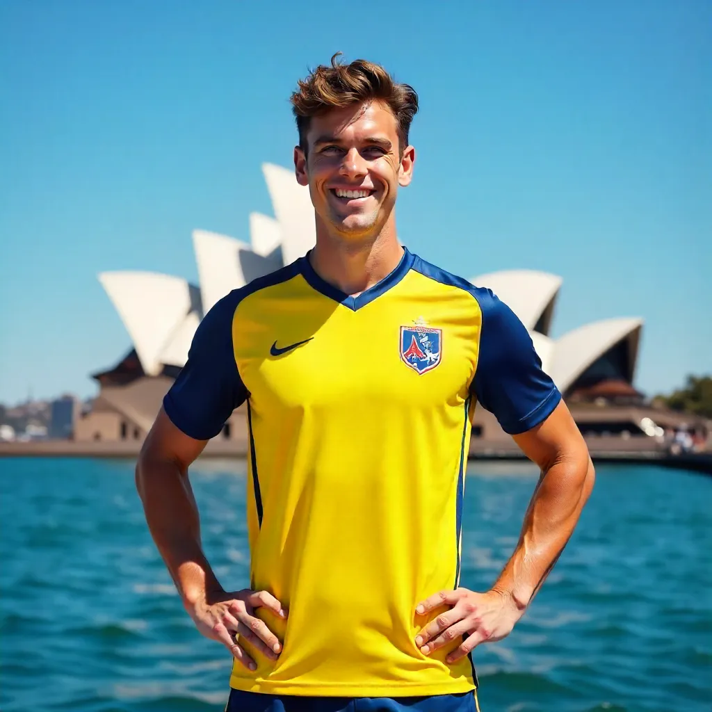 Young Man in a Sports Jersey at Sydney Opera House