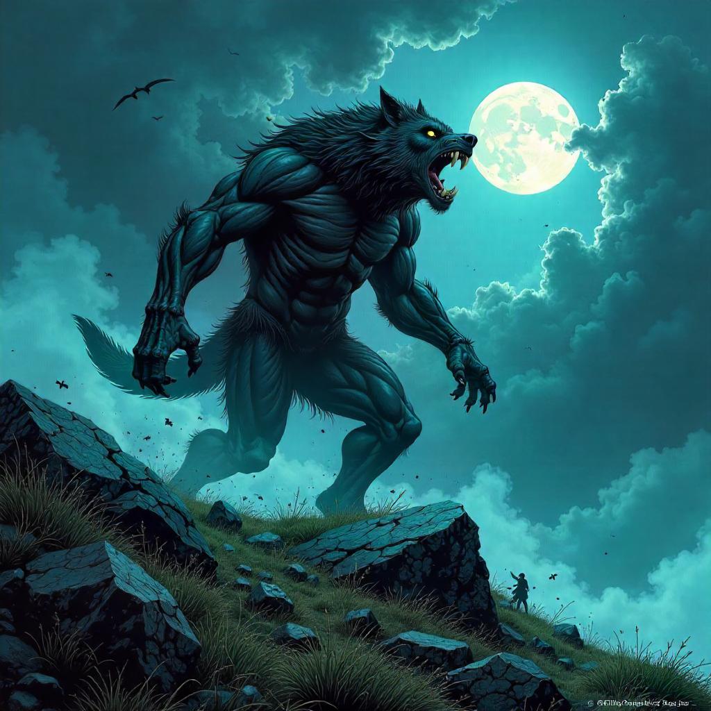 Midnight Howl on a Foggy Moor