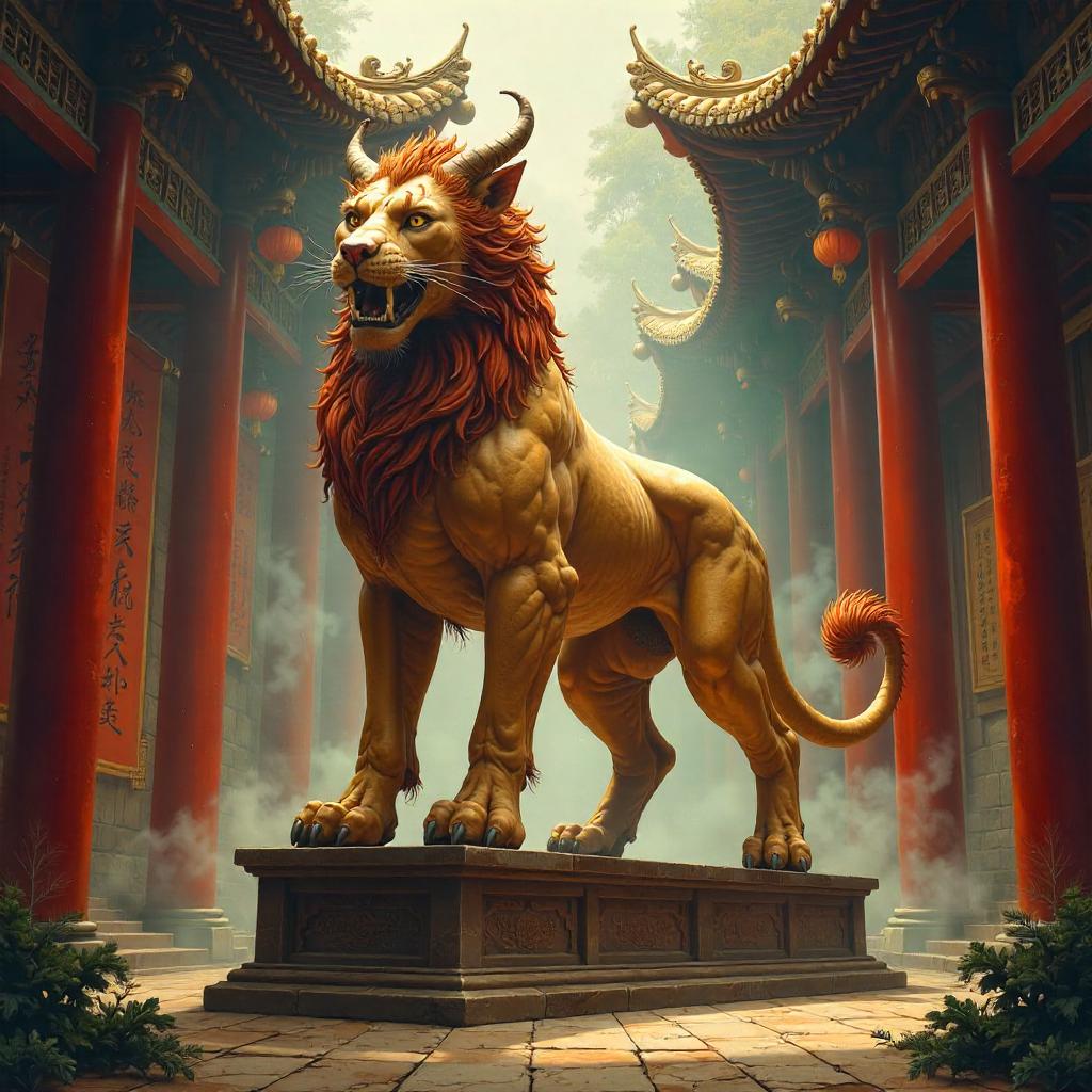 Chimera in an Amber Pagoda: An Oil Painting