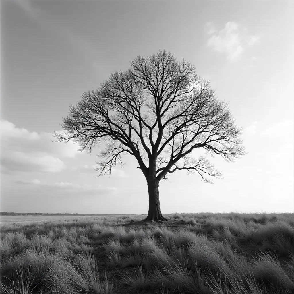 Solitary Tree in a Vast Open Field