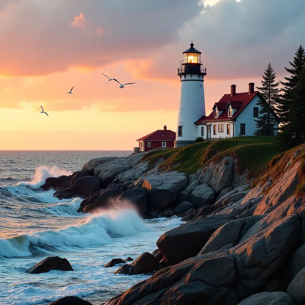 Portland Head Light: Maine Coast at Sunset