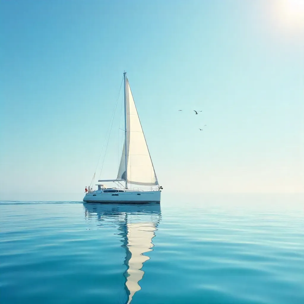 Serene Sailboat on a Quiet Ocean