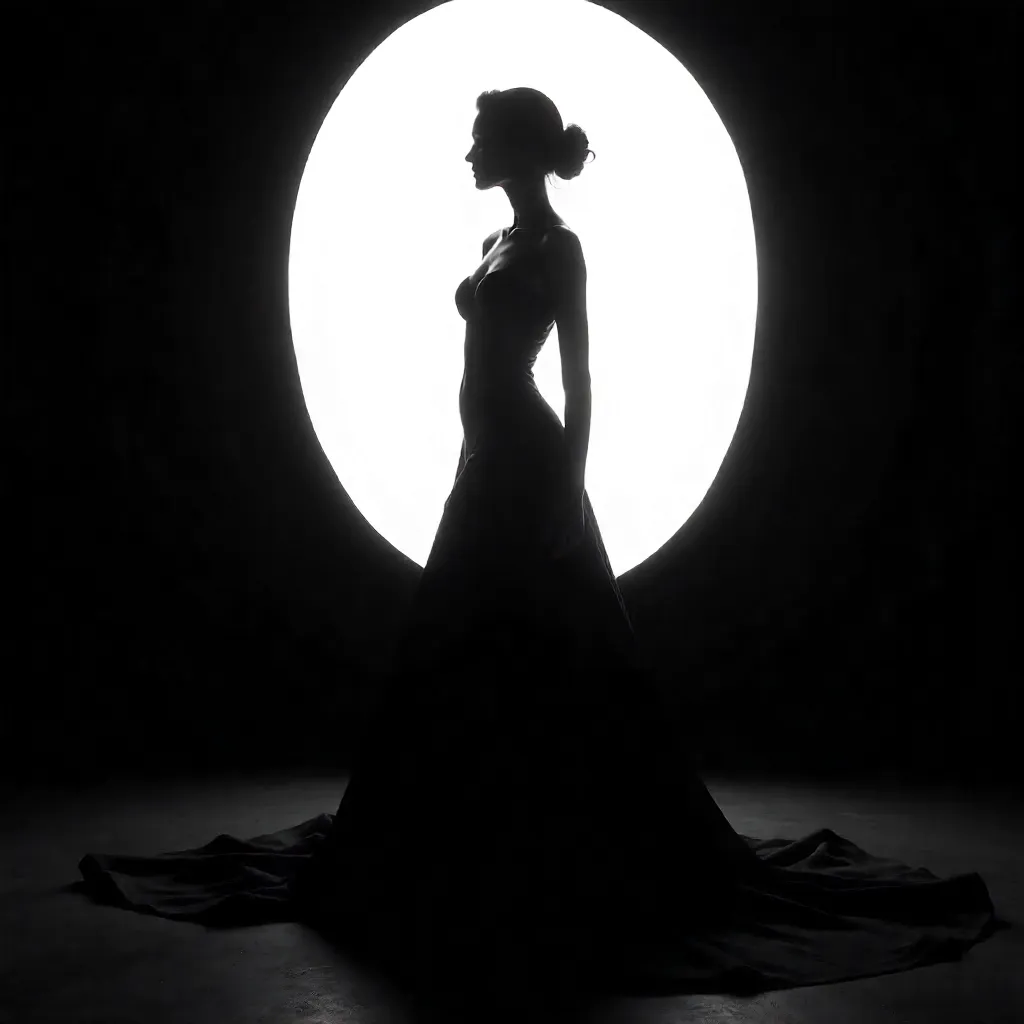 High-Contrast Silhouette: Fashionable Woman
