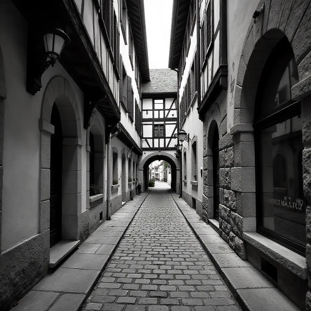Basel's Narrow Alley in Black and White