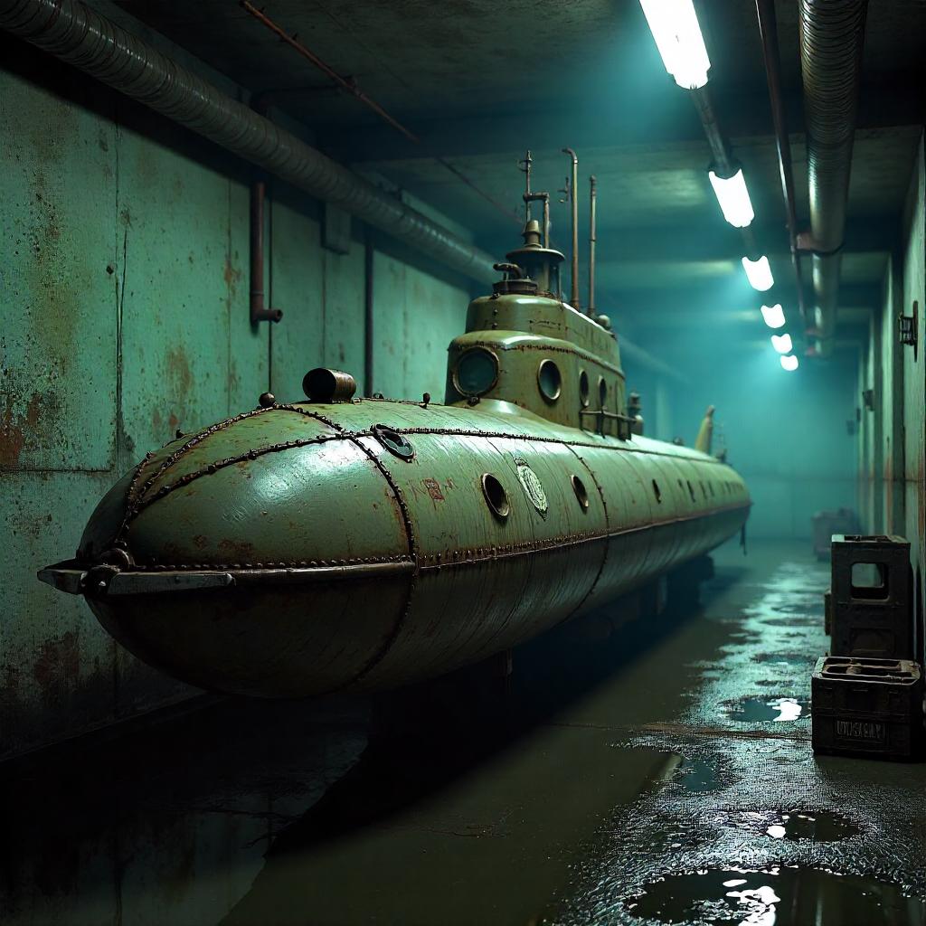 Submarine in a Damp Basement: 3D Render