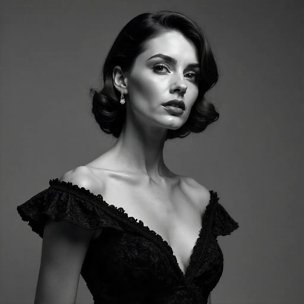Elegant Noir Portrait in a Textured Dress