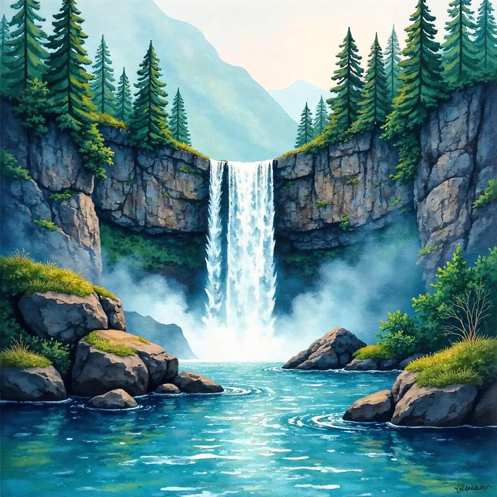 Watercolor Waterfall Kaleidoscope