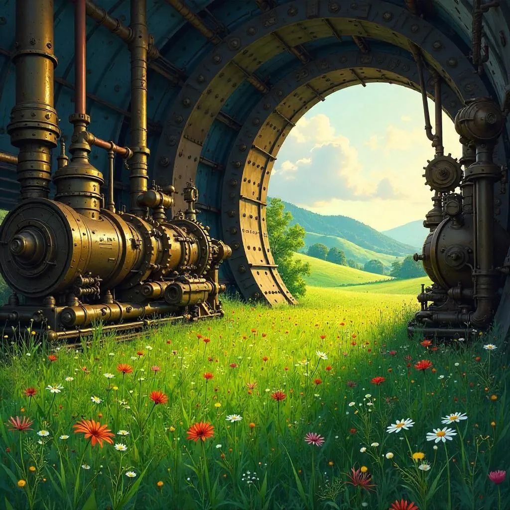 Meadow Concept Art Inside a Steam Engine