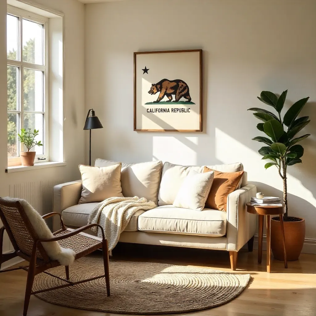 Sunlit California Republic Corner with Cozy Seating