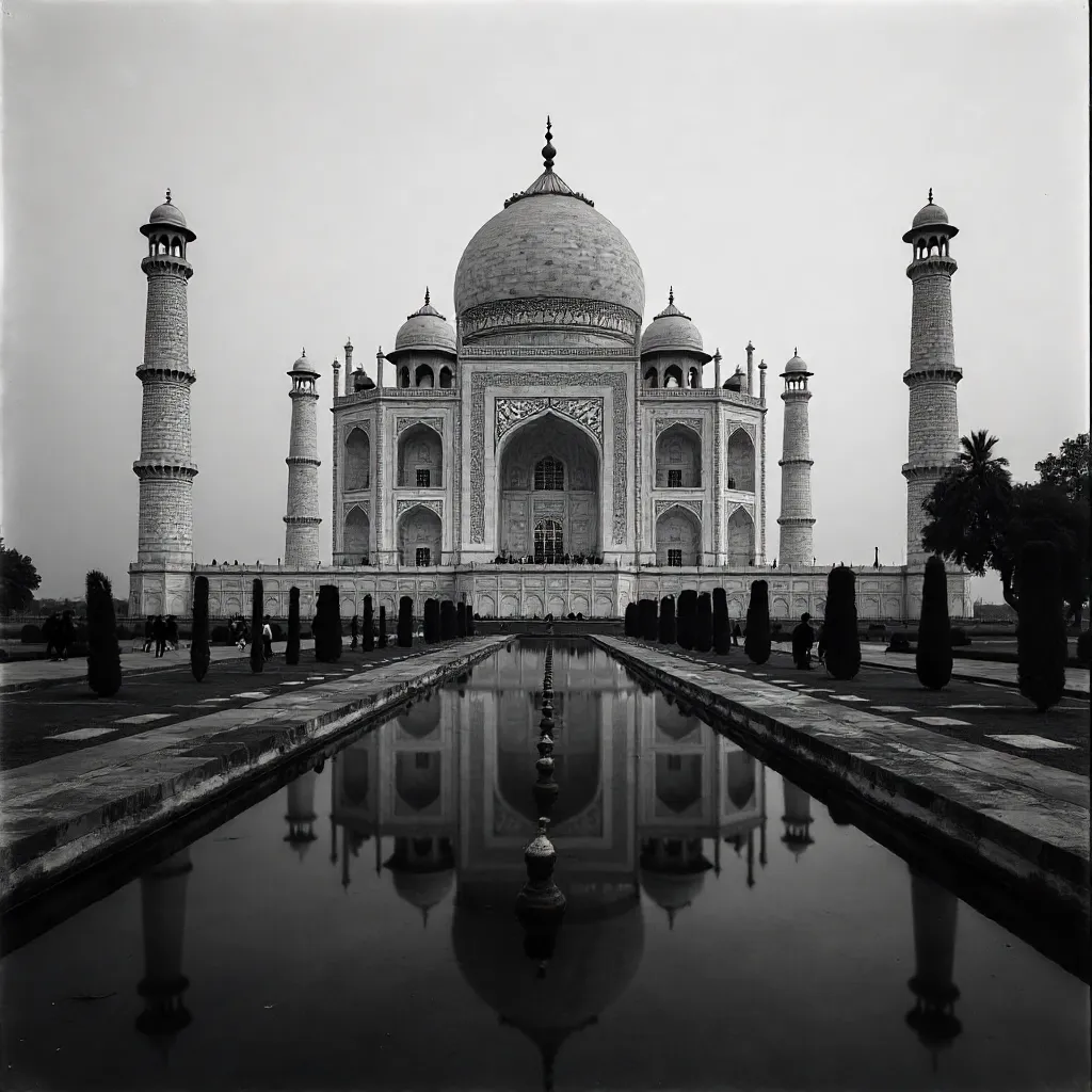 Timeless Monochrome Taj Mahal: Black-and-White Majesty