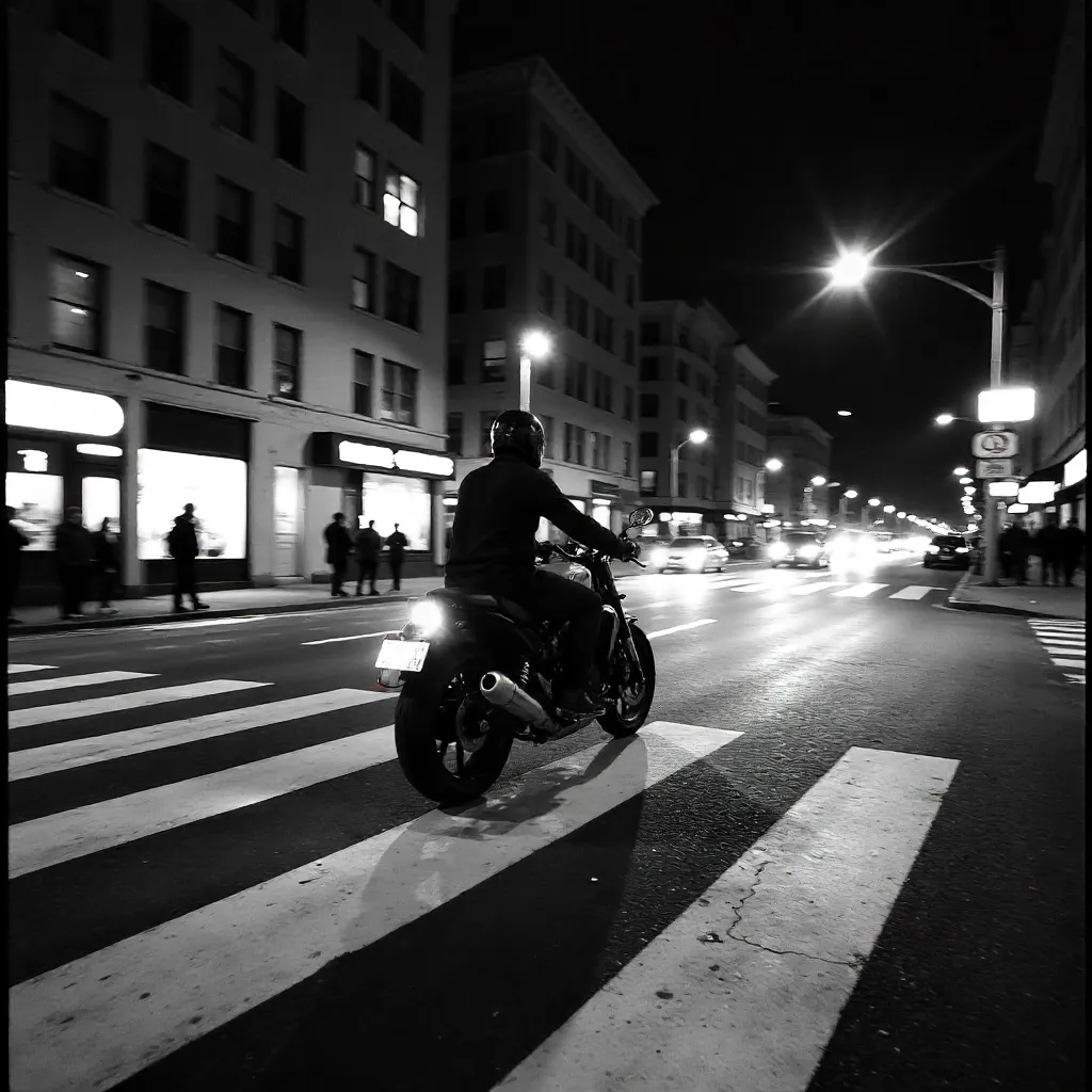 Urban Motion: Blurred Motorcycle Crossing