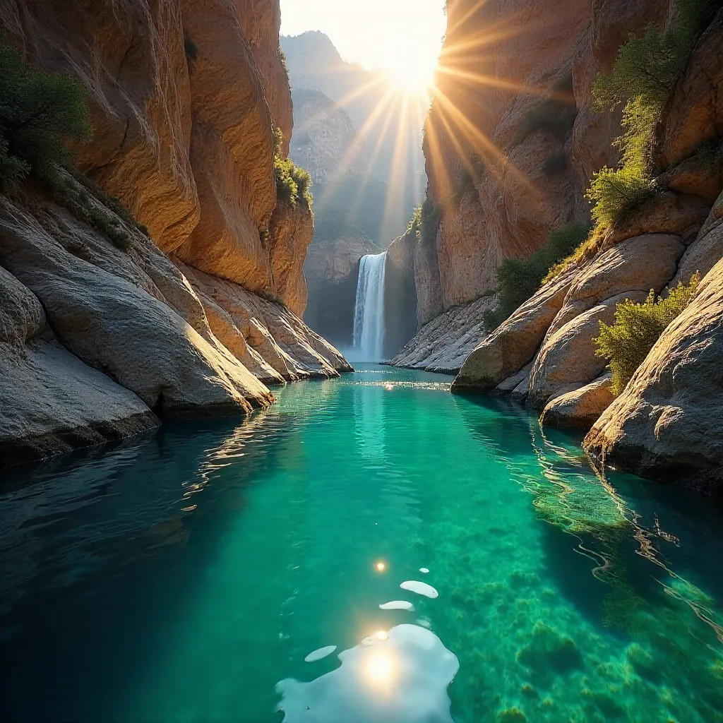 Sunlit Turquoise Waters in Sapadere Canyon