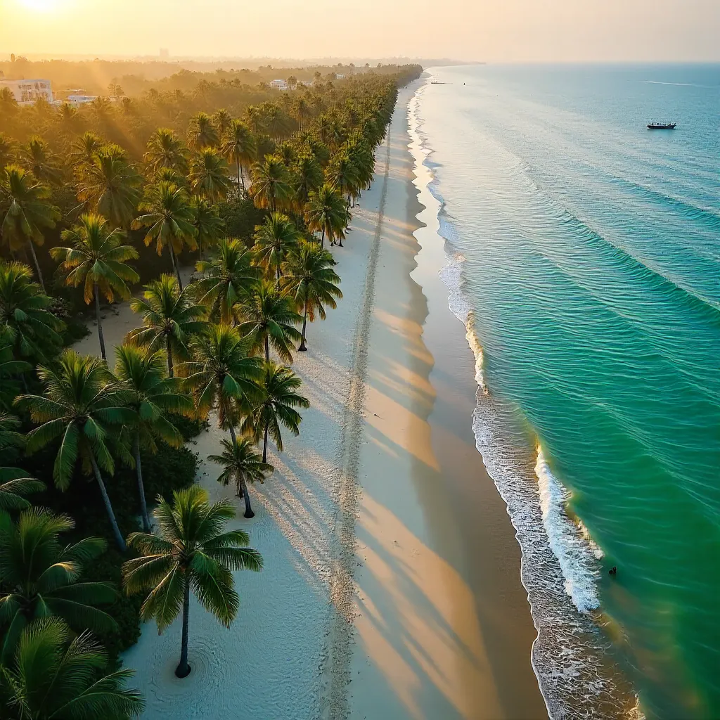 Serene Aerial Goa Beach with Palm Groves
