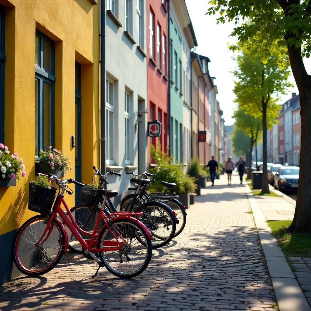 Bicycles Along Copenhagen's Colorful Facades