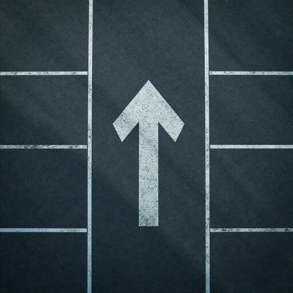Minimalist Empty Parking Lot: Arrow and Lines