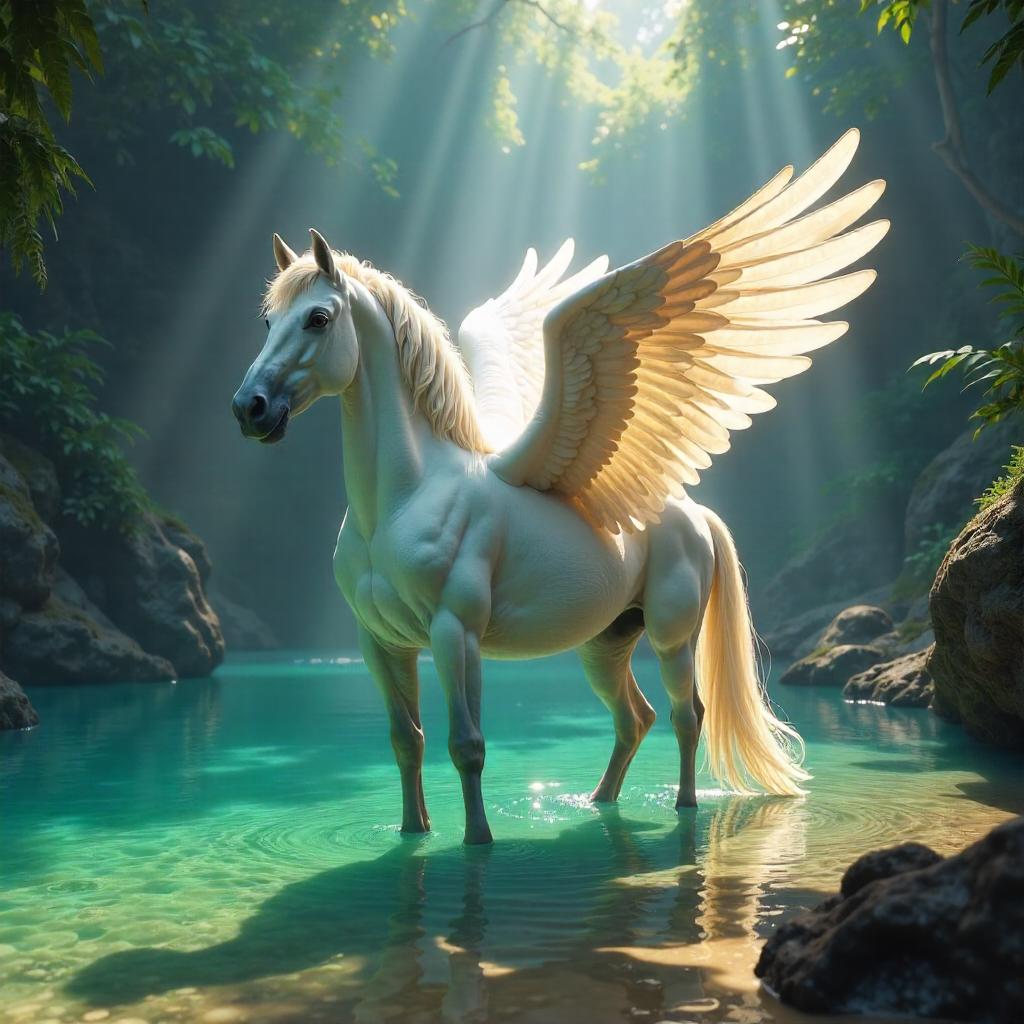 Pegasus at a Hidden Lagoon - 3D Render