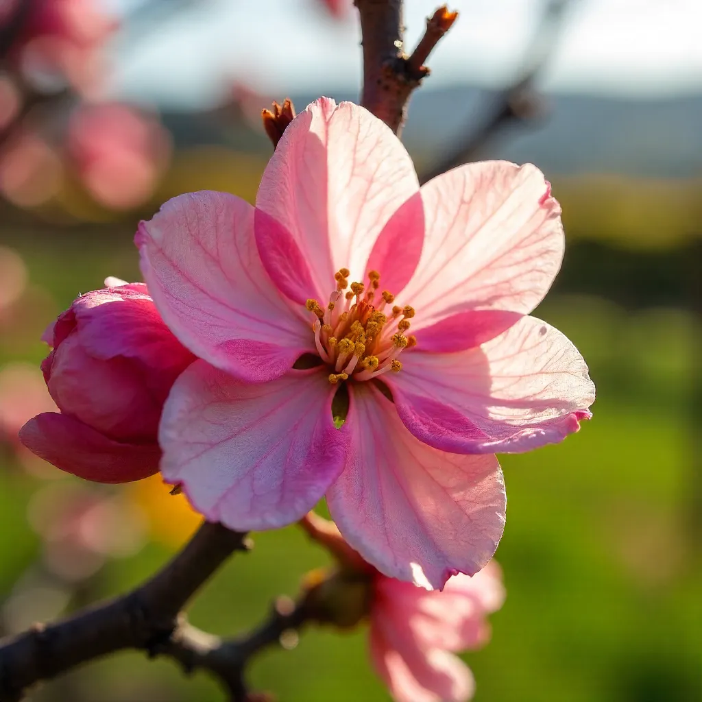 Napa Valley Peach Blossom Macro in Spring