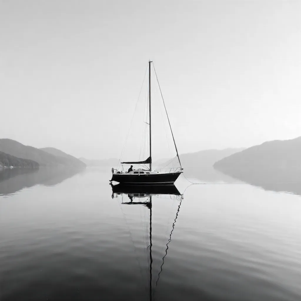 Mirror Boat: A Symmetrical Black-and-White Moment