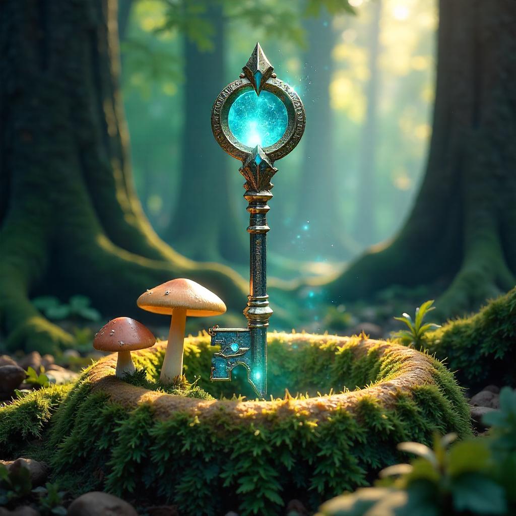 Dimensional Key in a Fairy Ring - 3D Render