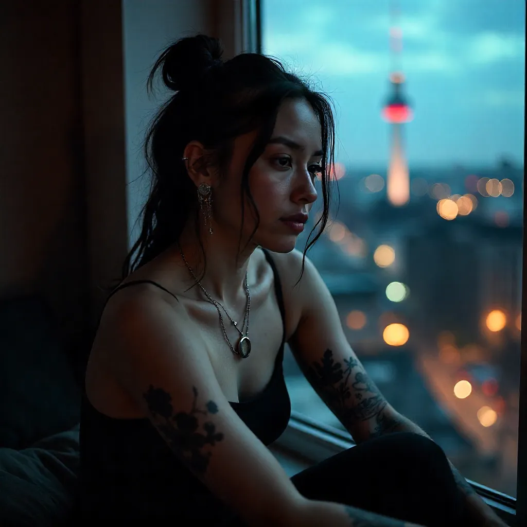 Berlin Window Portrait: Tattoos, Piercings, Soft Light