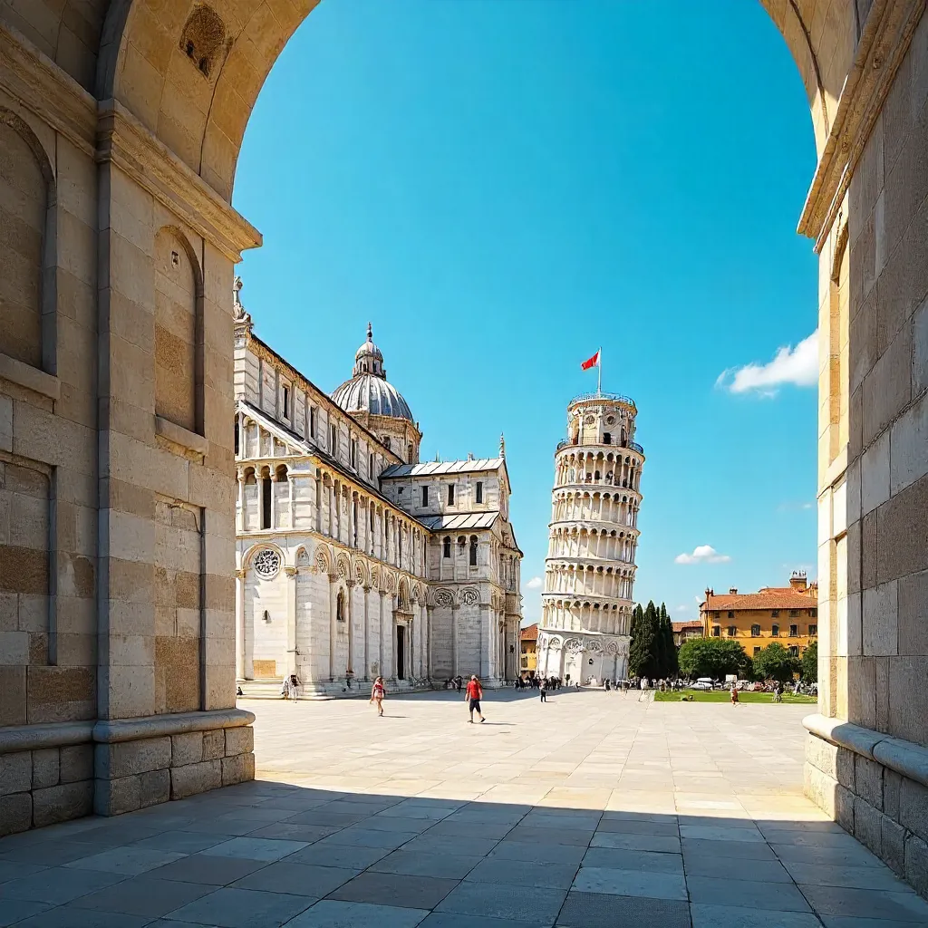 Pisa's Historic Facades Under a Clear Tuscan Sky
