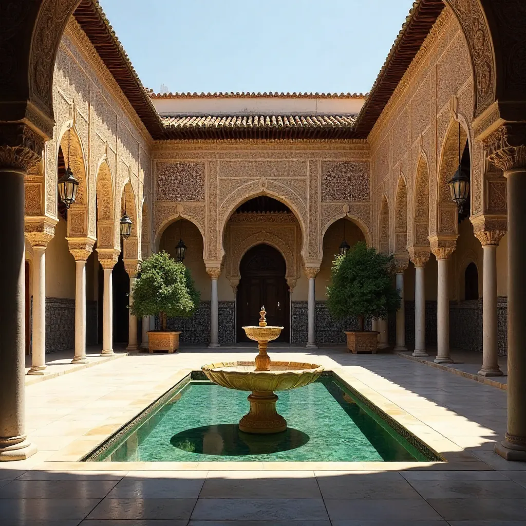 Arches and Columns of Alhambra Courtyard, Granada