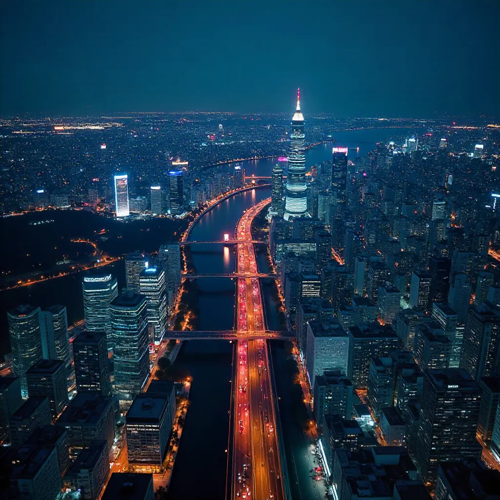 Stunning Osaka Nighttime Skyline Aerial View