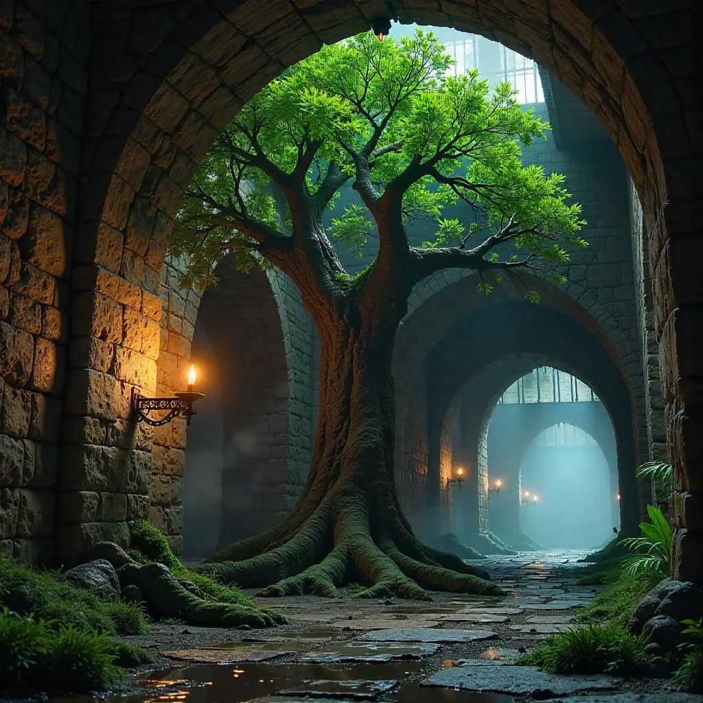 Photoreal Tree in a Castle Dungeon