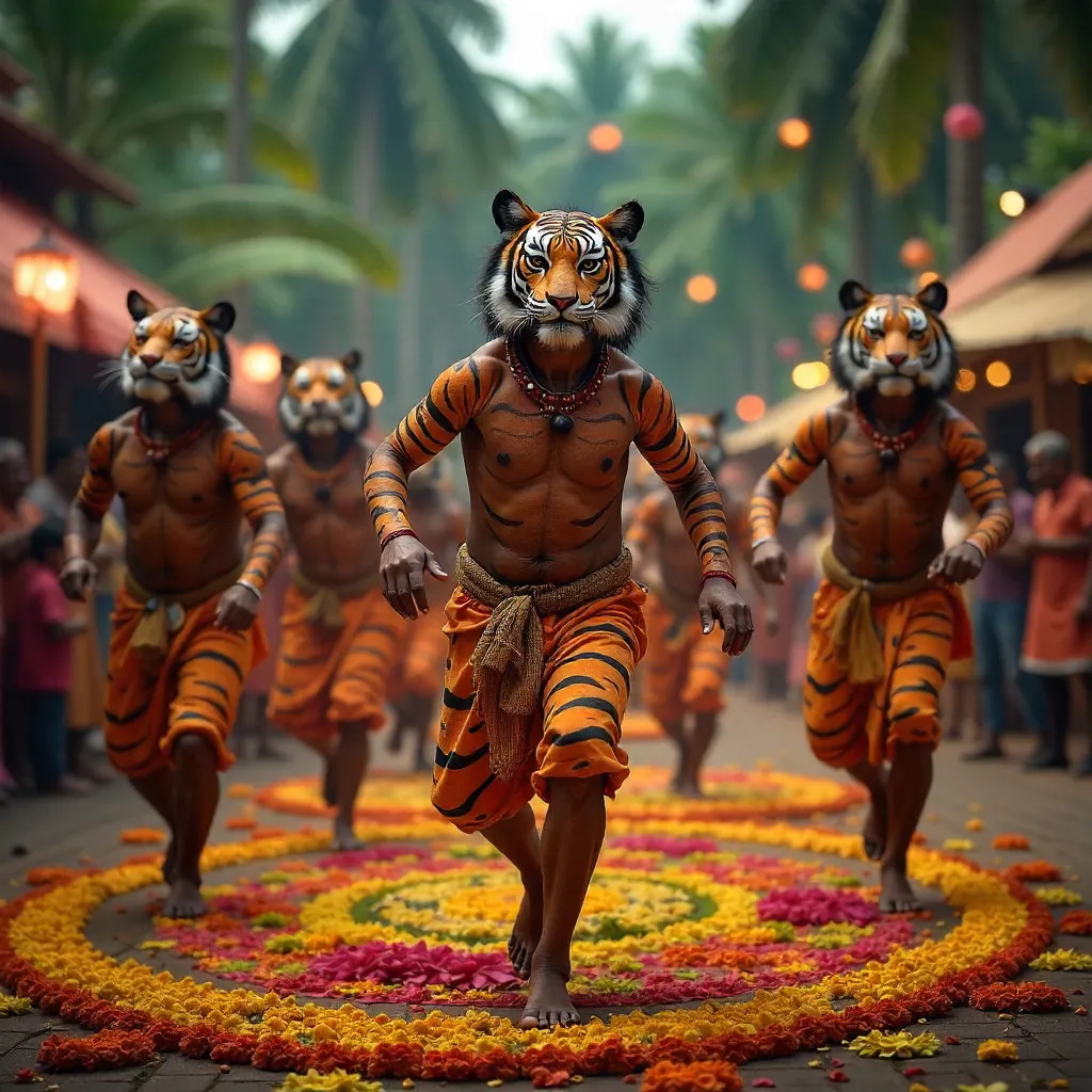 Vibrant Pulikkali Tiger Dancers at Onam Festival