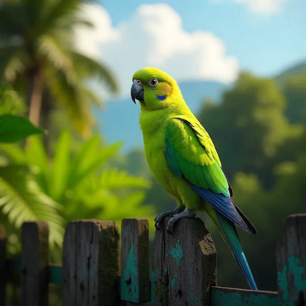 Monk Parakeet on Paraná Fence at Golden Hour