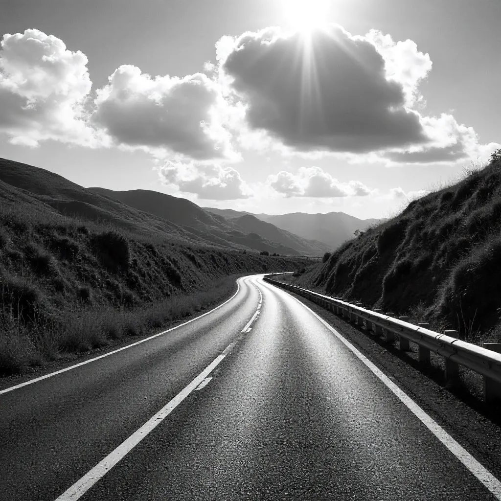 Monochrome Highway Near Santiago de Compostela