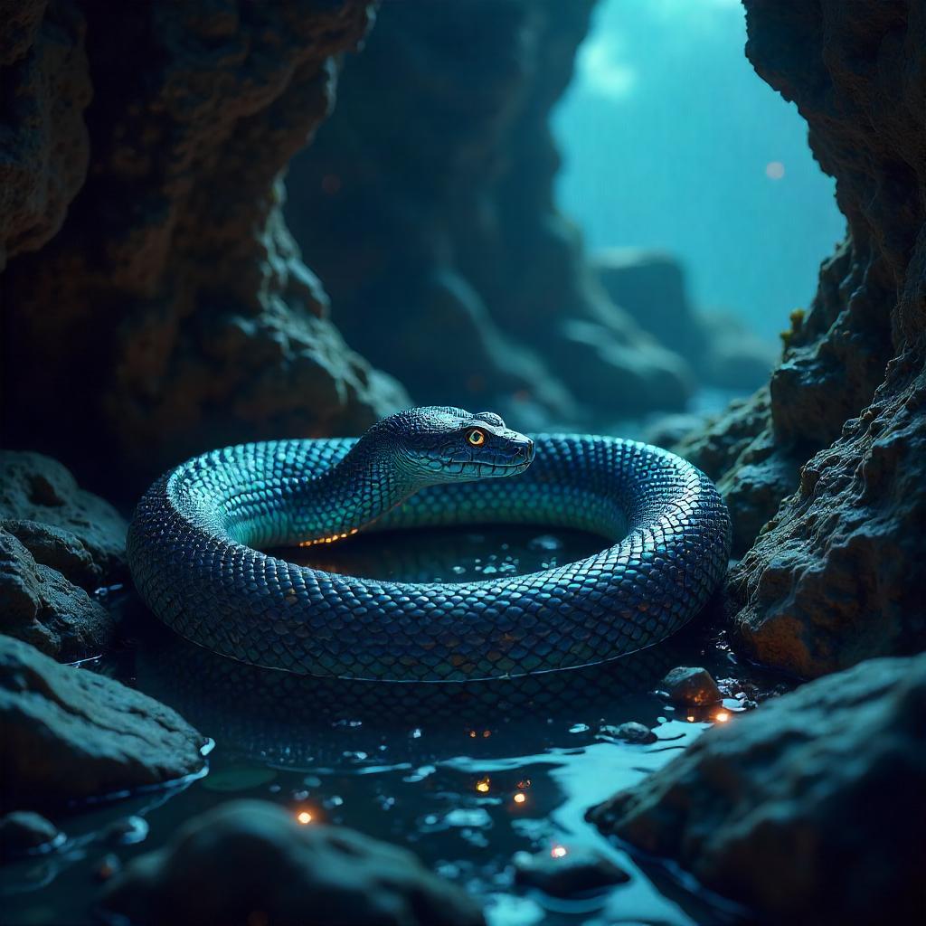 Bioluminescent Cavesnake in Digital Art