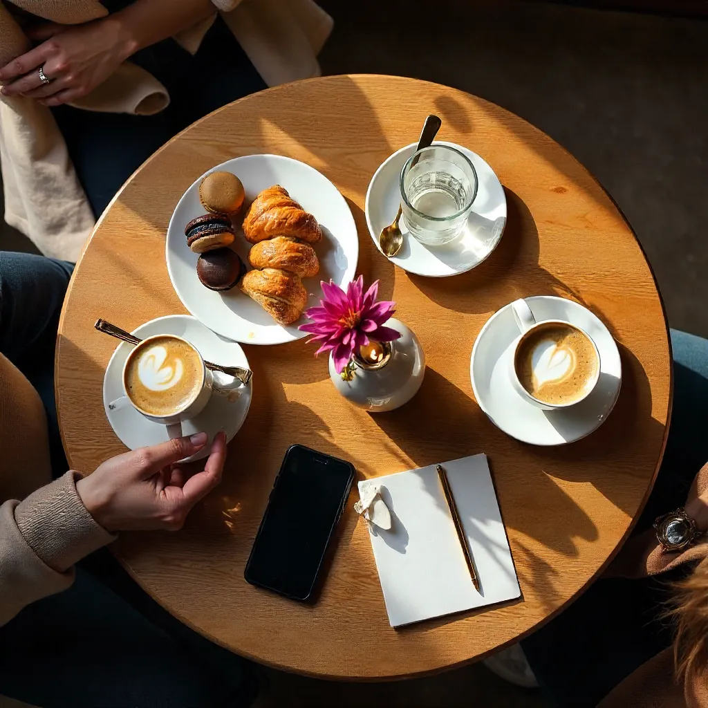 Overhead Chic Coffee Date with Accessories