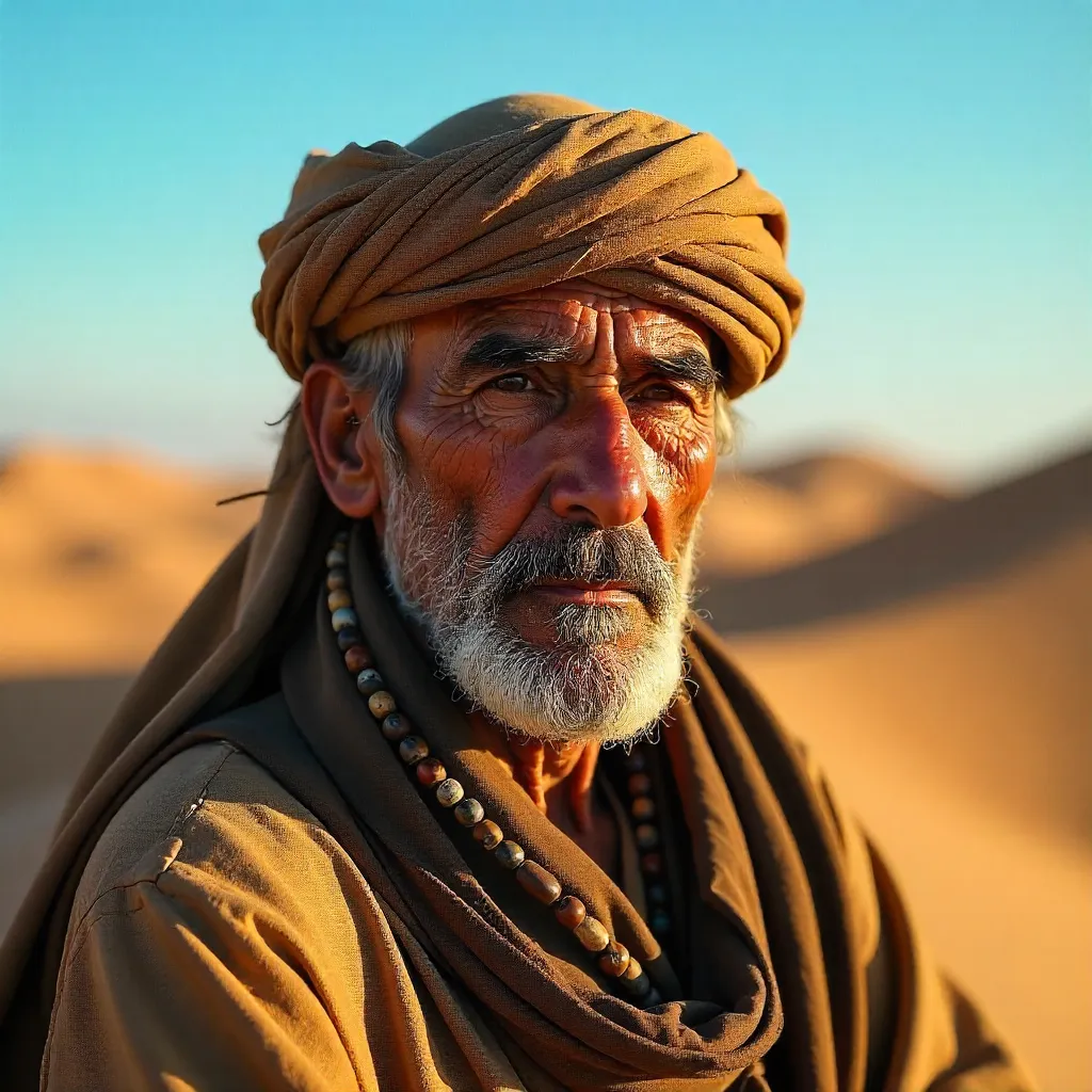 Portrait of an Elderly Nomad in Mhamid Desert